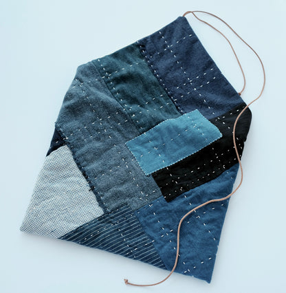 Boro Patchwork Laptop/Tablet Bag – Handcrafted with Vintage Indigo Fabrics