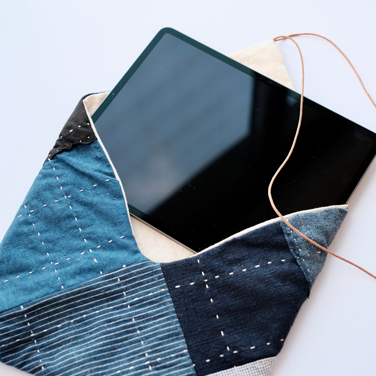 Boro Patchwork Laptop/Tablet Bag – Handcrafted with Vintage Indigo Fabrics