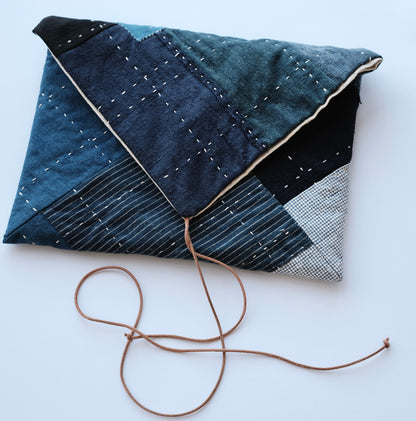 Boro Patchwork Laptop/Tablet Bag – Handcrafted with Vintage Indigo Fabrics