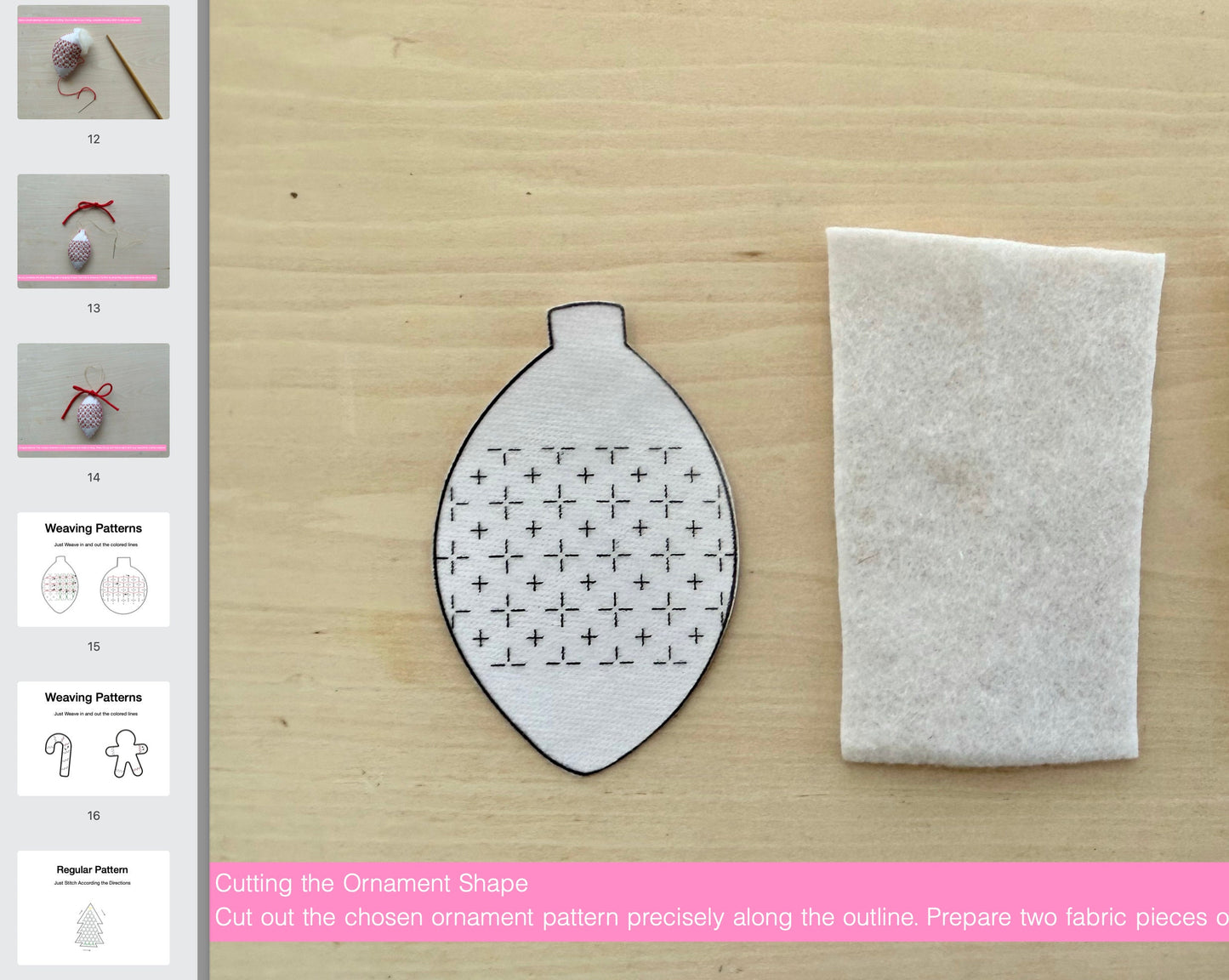 Sneak peek of PDF instruction pages for Sashiko ornament patterns.